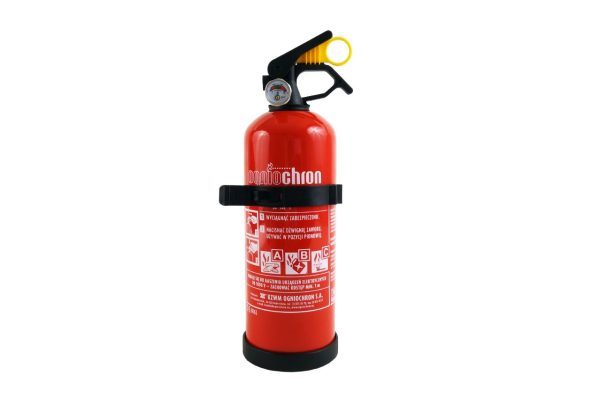 Extintor en Polvo ABC con mánometro y fijador de pared, 1 kg