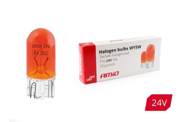 10 unid. Bombillas halógenas WY5W T10 5W W2.1x9.5d AMBER 24V.