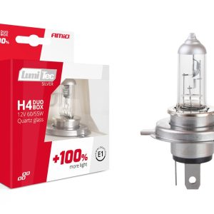 Halogen set LumiTec SILVER +100% H4 12V 60/55W DUO BOX