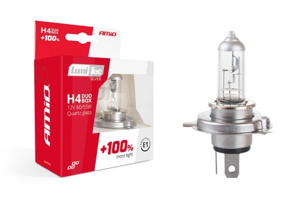 Halogen set LumiTec SILVER +100% H4 12V 60/55W DUO BOX