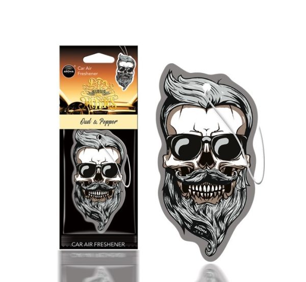 Ambientador para coche AROMA DIA DE LOS MUERTOS Oud&Pepper Skull