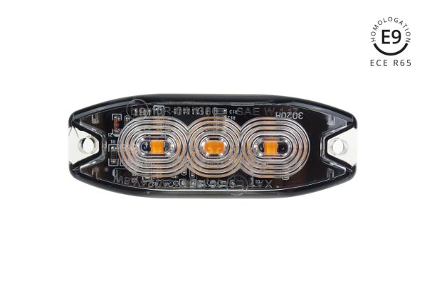 Lámpara Estroboscópica Plana Slim Amber Grill Mount Flash Light 3x3W LED R65 R10 12/24V IP67