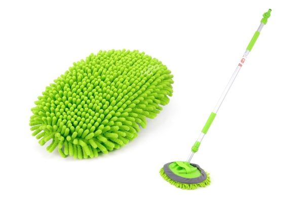 Cepillo para lavado de coche en microfibra "CHENILLE" con conector de agua 145-247cm