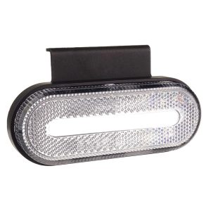 Piloto LED lateral catadriópico, ovalado luz blanca, con portalámparas universal- OM-01-W
