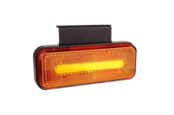Piloto LED lateral catadriópico, rectangular, ámbar, con portalámparas universal- OM-02-O