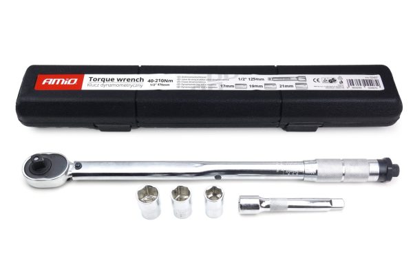 Llave dinamométrica torque con terminales 17/19/21 mm 40-210 Nm