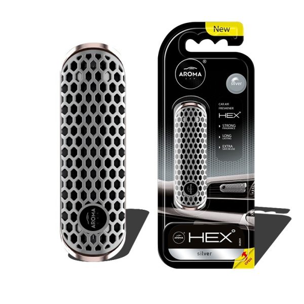 Ambientador para coche AROMA FANCY SHAPES POLYMER HEX Silver