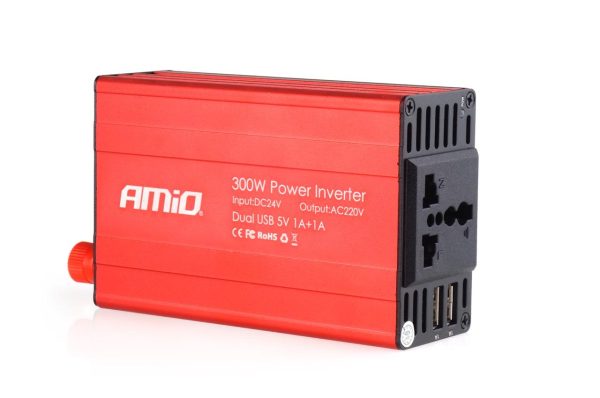 Convertidor (invertidor) AMiO 24V/230V 300W/600W 2xUSB PI04