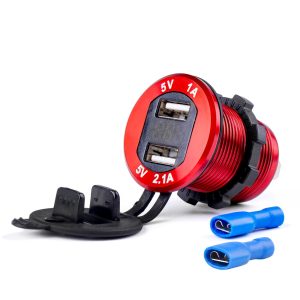 Cargador impermeable con pantalla de voltaje 2xUSB 12/24V MOD-11