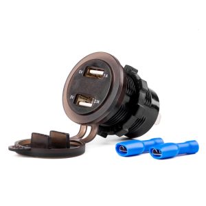 Cargador impermeable con pantalla de voltaje 2xUSB 12/24V MOD-06