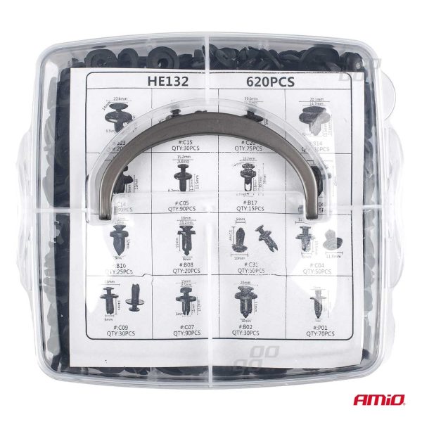 Juego de clips para carrocería x 620 unid.