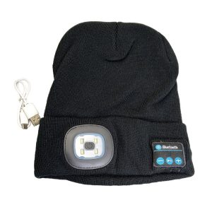 Gorro de lana con linterna + bluetooth + auriculares