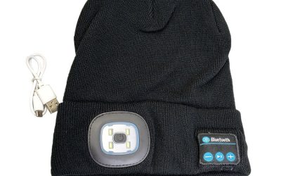 Gorro de lana con linterna + bluetooth + auriculares