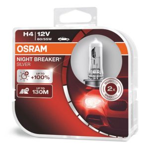 Bombilla Halógena Osram H4 12V NIGHT BREAKER SILVER +100%/2 unid.