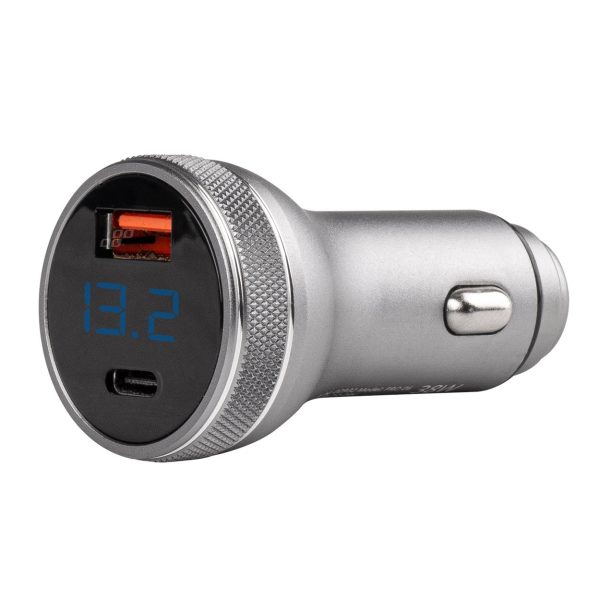 Cargador USB con voltímetro 38W PCH PRO-06 USB+USB-C 12/24V