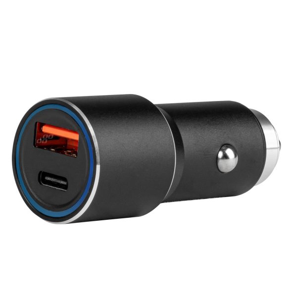 Cargador de coche de aluminio PCH PRO-08 USB-C+USB 38W 12/24V