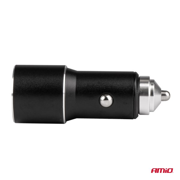 Cargador de coche de aluminio PCH PRO-08 USB-C+USB 38W 12/24V