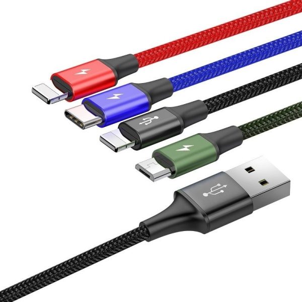 Cable Baseus USB Fast 4in1 1xUSB-C, 2x Lightning, 1xmicro 3,5A 1.2m
