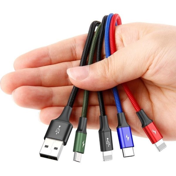Cable Baseus USB Fast 4in1 1xUSB-C, 2x Lightning, 1xmicro 3,5A 1.2m