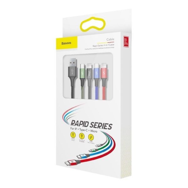 Cable Baseus USB Fast 4in1 1xUSB-C, 2x Lightning, 1xmicro 3,5A 1.2m